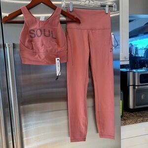 NWT Lululemon Soul Cycle Matching SET - Brier Rose Wunder Train Tight & Long Bra
